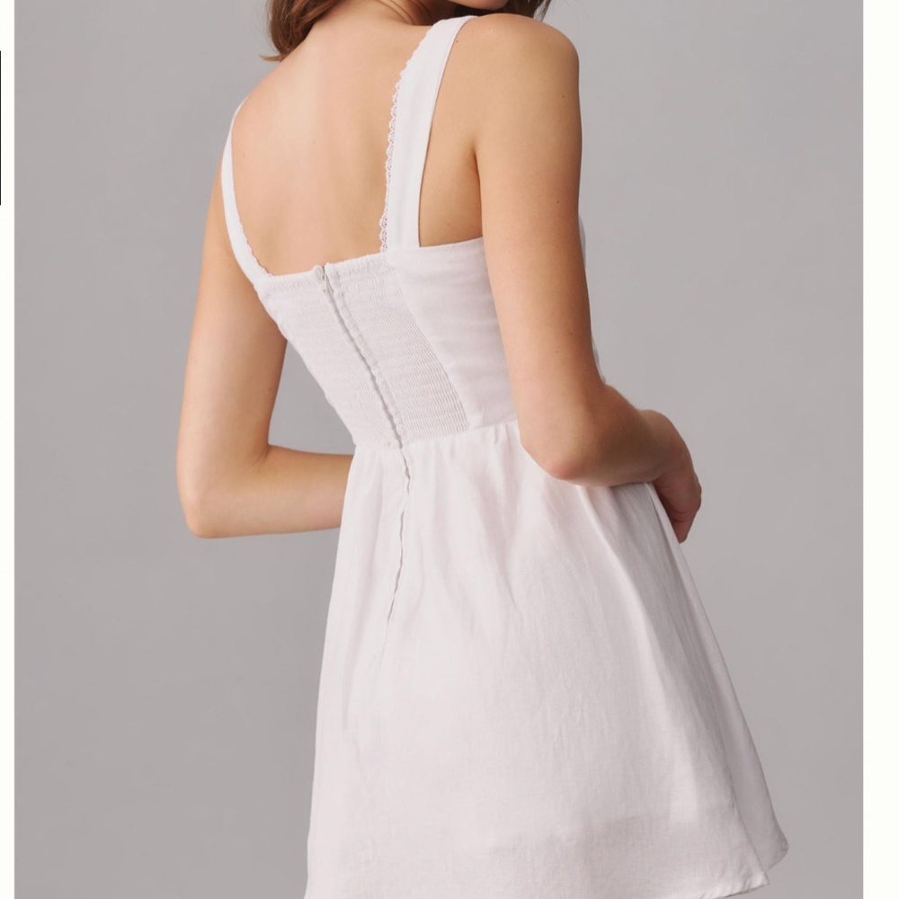 NEW Reformation Sheri Linen Mini Dress - White - Picture 2 of 7